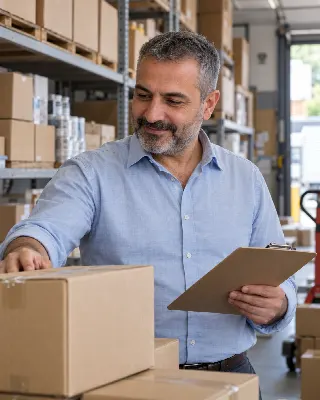 Wholesaler checking order preparation in a shipping warehouse